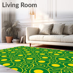 Green Yellow Organic Circles Swirl Rug
