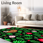 Cute Sloth and Red Ornaments Garden Rug