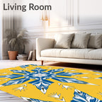 Bold Blue Zenith Medallion Yellow Rug