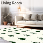 Dark Evergreen Forest Silhouette Rug