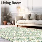 Light Green Abstract Floral Meadow Rug