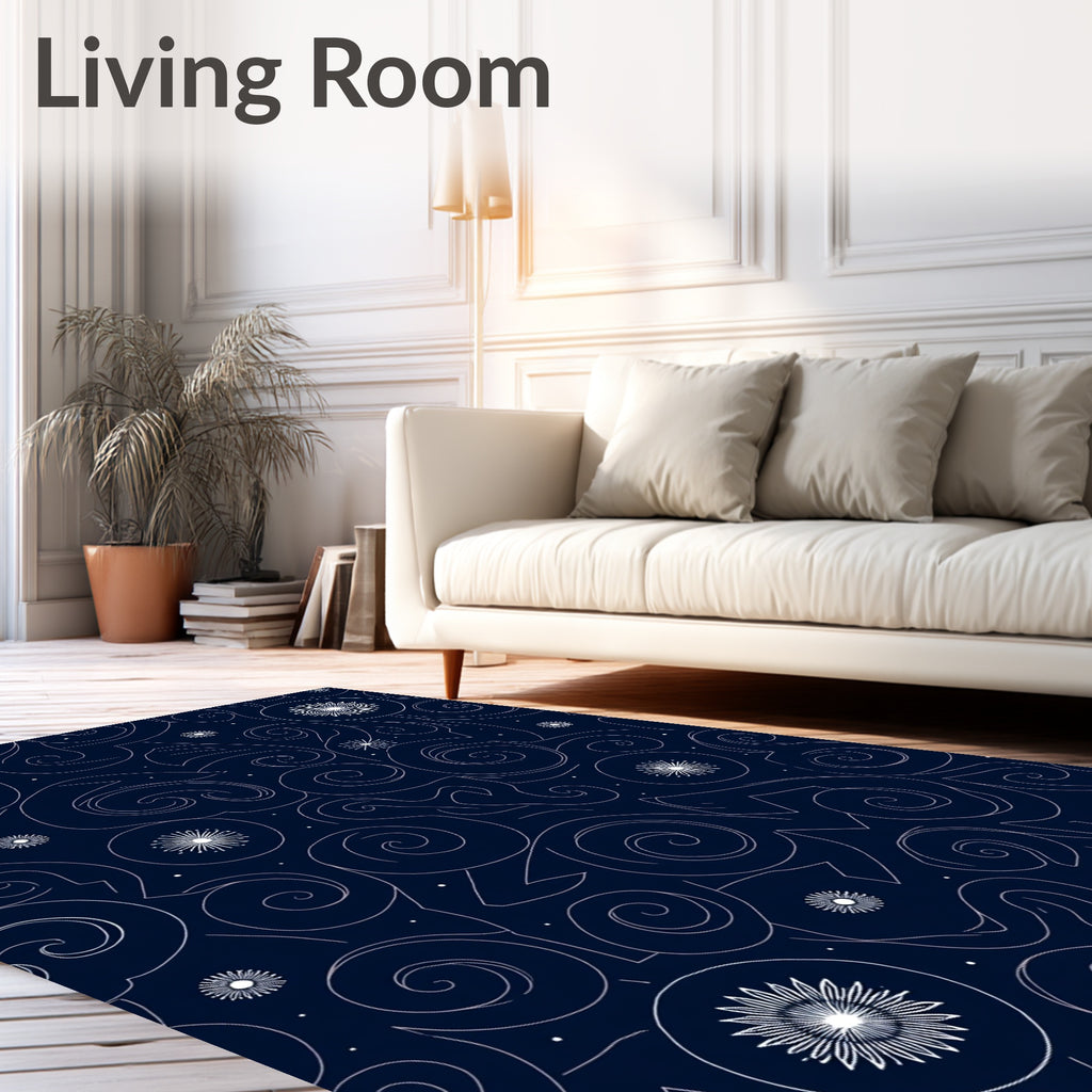 Midnight Swirl Starburst Celestial Rug