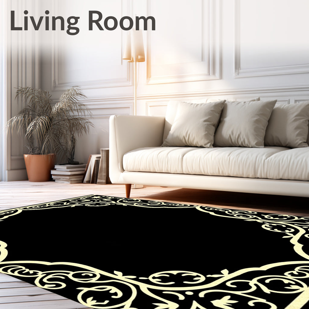 Creamy White Botanical Frame Rug