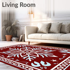 White Crimson Ice Petal Garland Rug