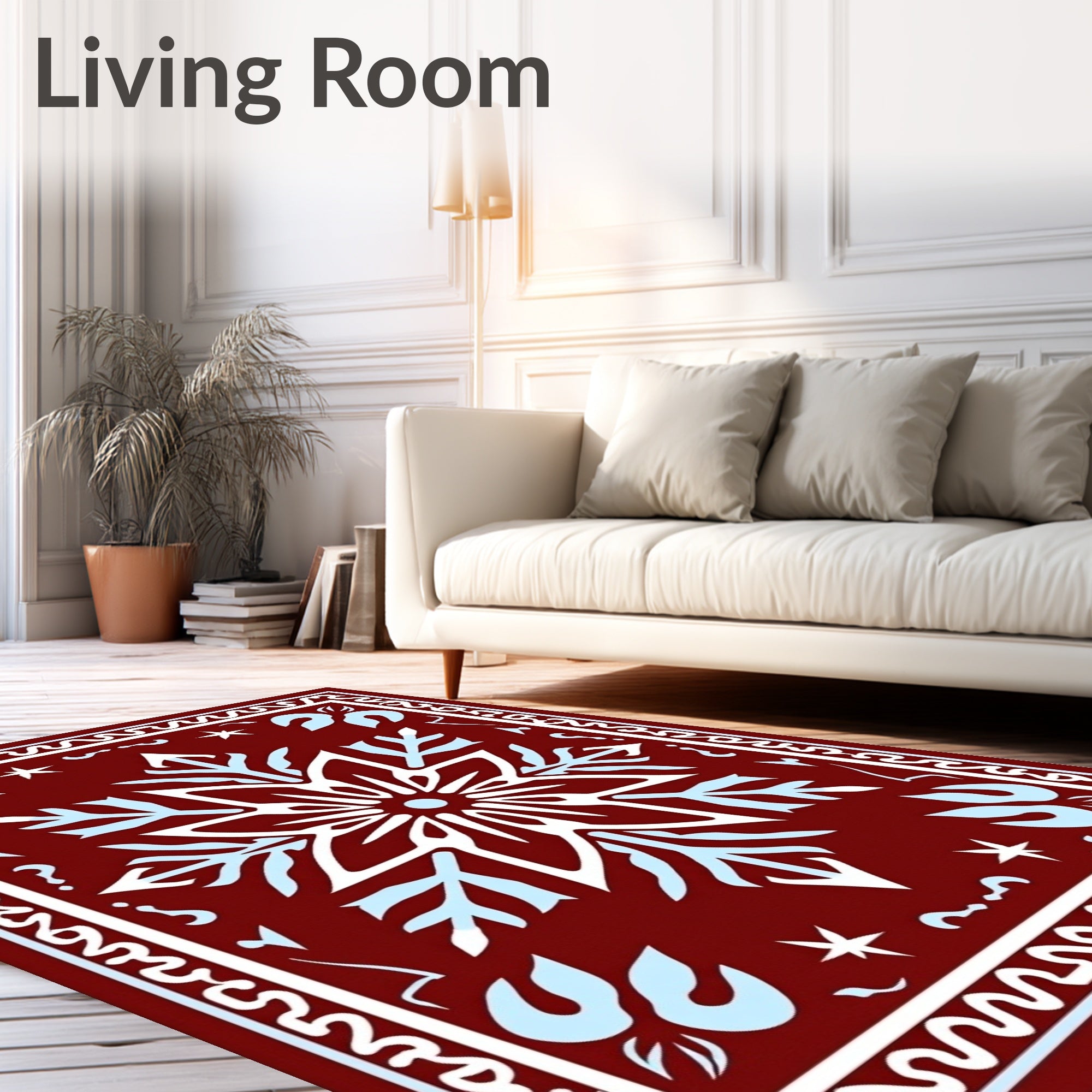 White Crimson Ice Petal Garland Rug