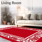 Crimson White Floral Border Rug