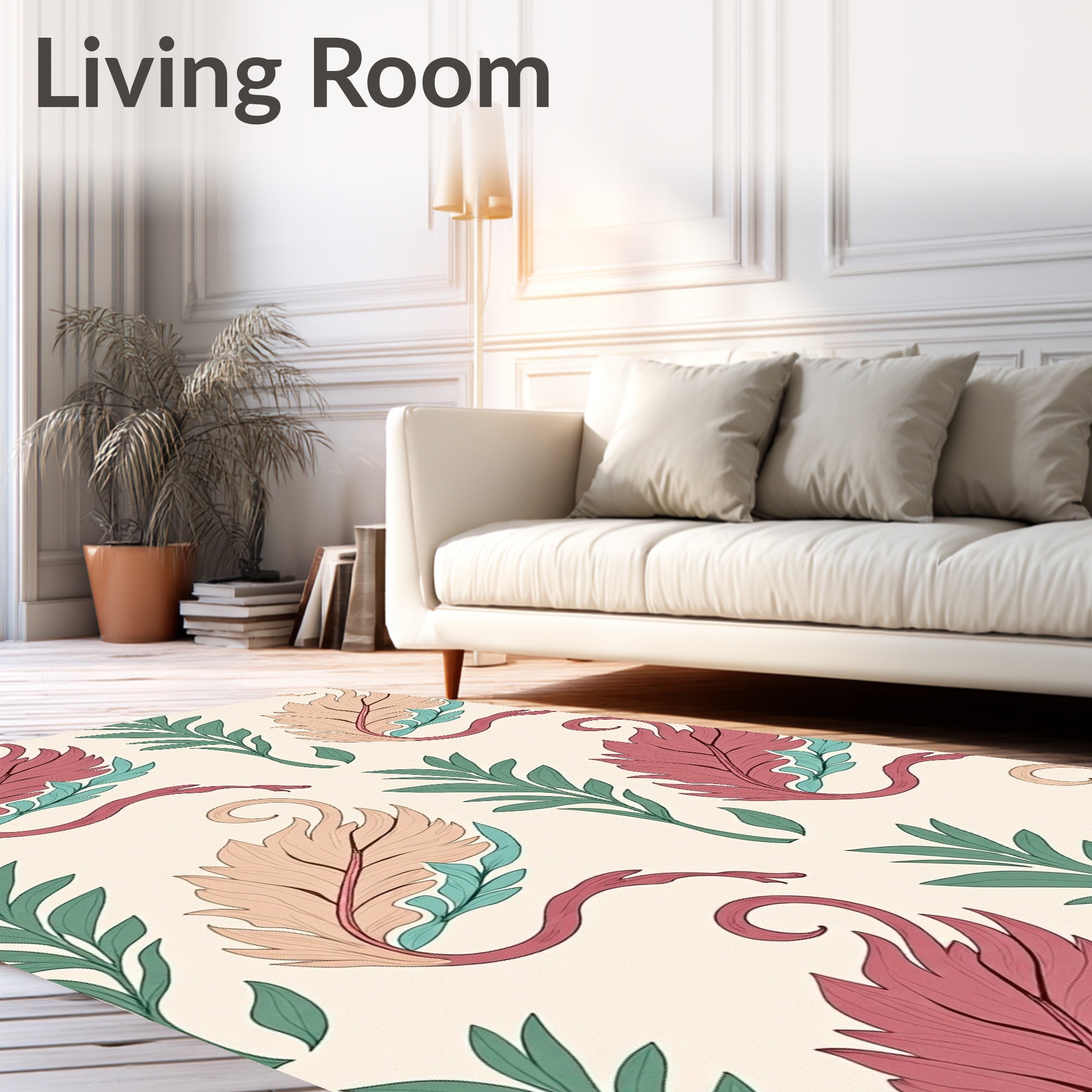 Vintage Floral Swirl Leaf Collection Rug