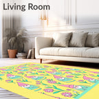 Whimsical Pink Gnome Floral Garden Rug
