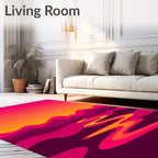 Vibrant Magenta Abstract River Landscape Rug