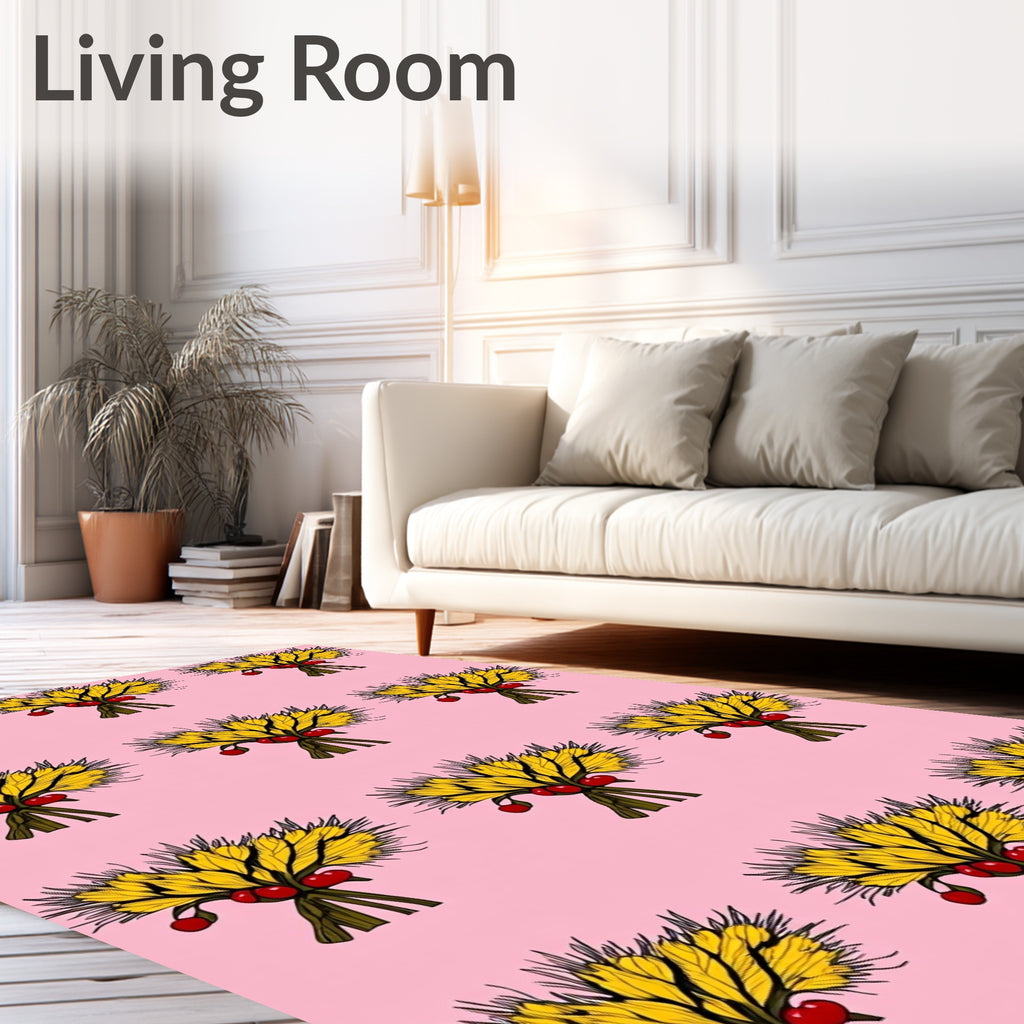 Golden Wheat Red Berry Meadow Rug