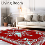 Ornate Red Cyan Starburst Medallion Rug