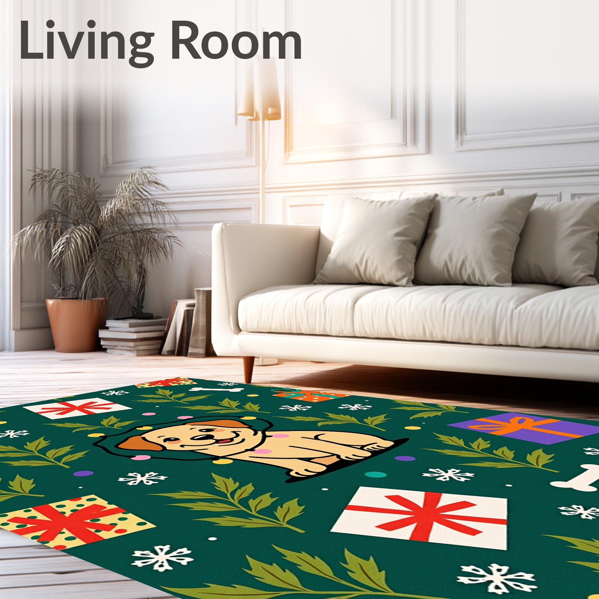 Cute Puppy Gifts Festive Holiday Garland Rug