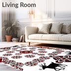 Crimson Deer Red Medallion Scene Rug