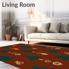 Emerald Tree Ornaments On Brown Rug