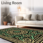 Vintage Yellow Green Interlocking Medallion Rug