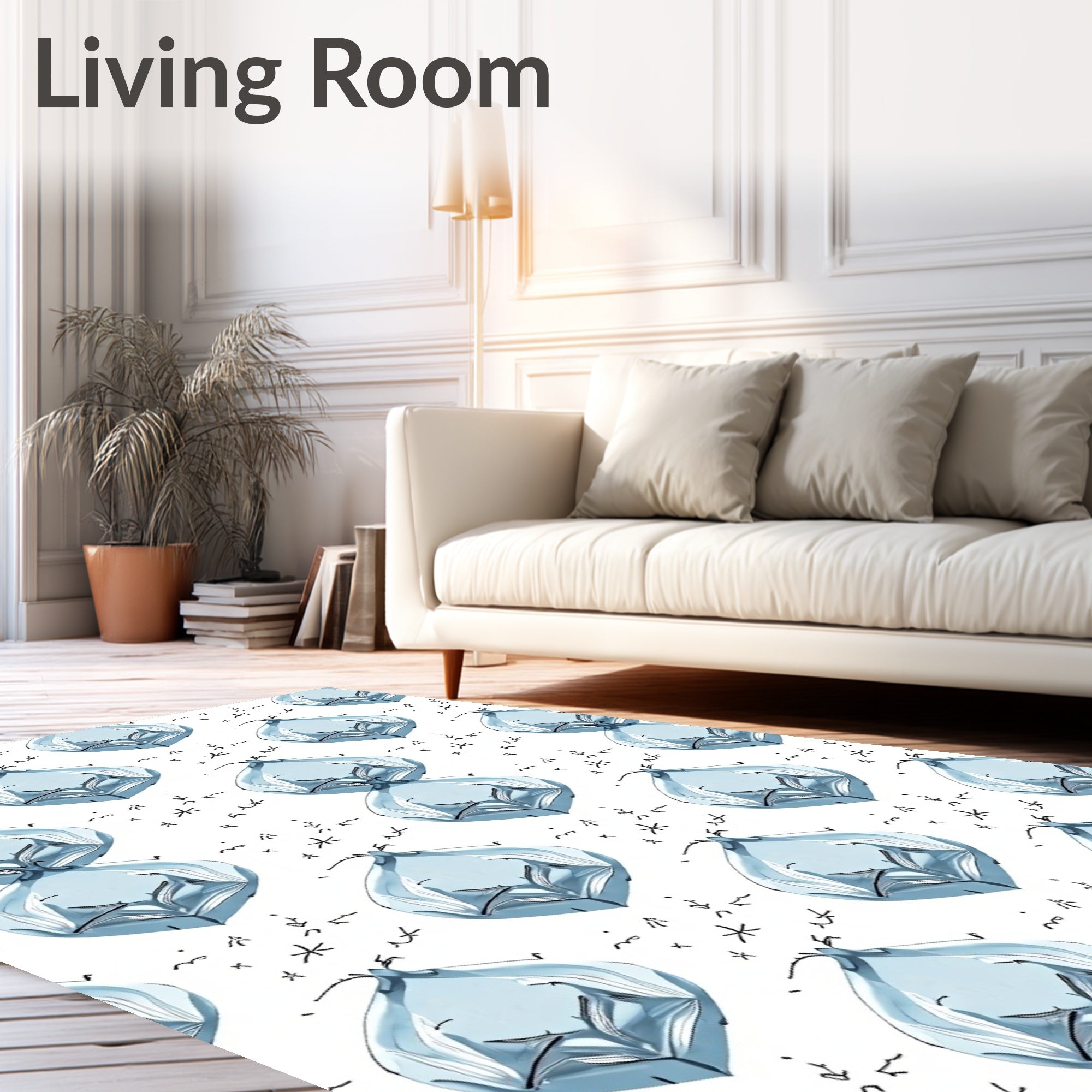 Pale Blue Mirrored Drop Star Dust Rug