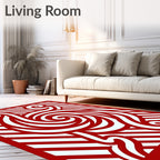 Red Bold Swirl Bamboo Stripes Rug