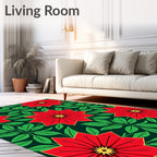 Bold Red Floral Leaf Garden Rug