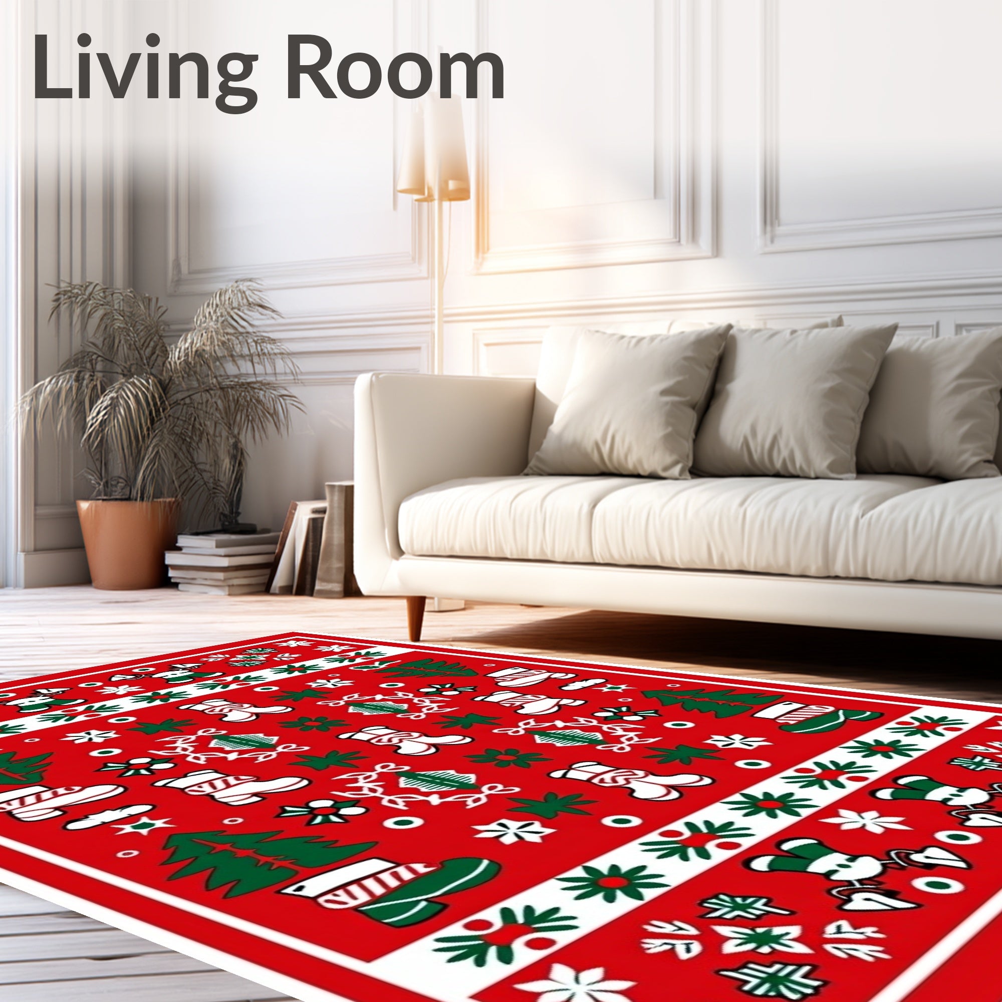 Festive Red Christmas Character Boots Rug