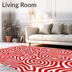 Bold Red Swirling Lines Rug