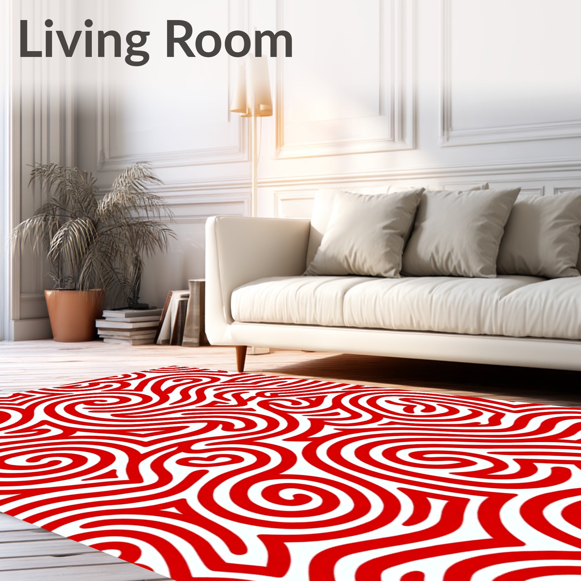 Bold Red Swirling Lines Rug