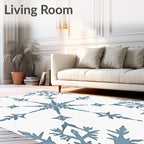 Frosty Blue Snowflake Mandala Rug