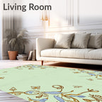Delicate Golden Blue Floral Vines Rug
