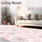 Pink Snowflake Swirl Medallion Rug