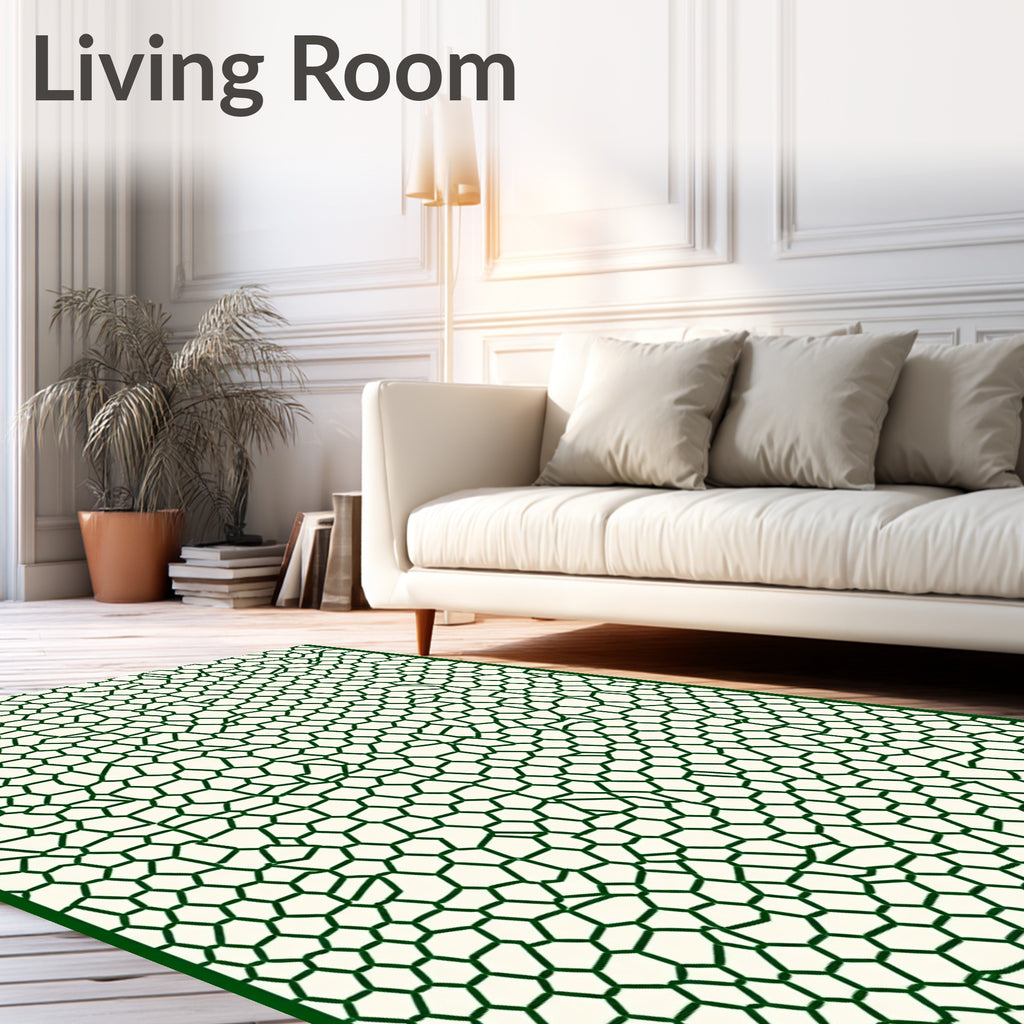 Organic Green Honeycomb Network Rug