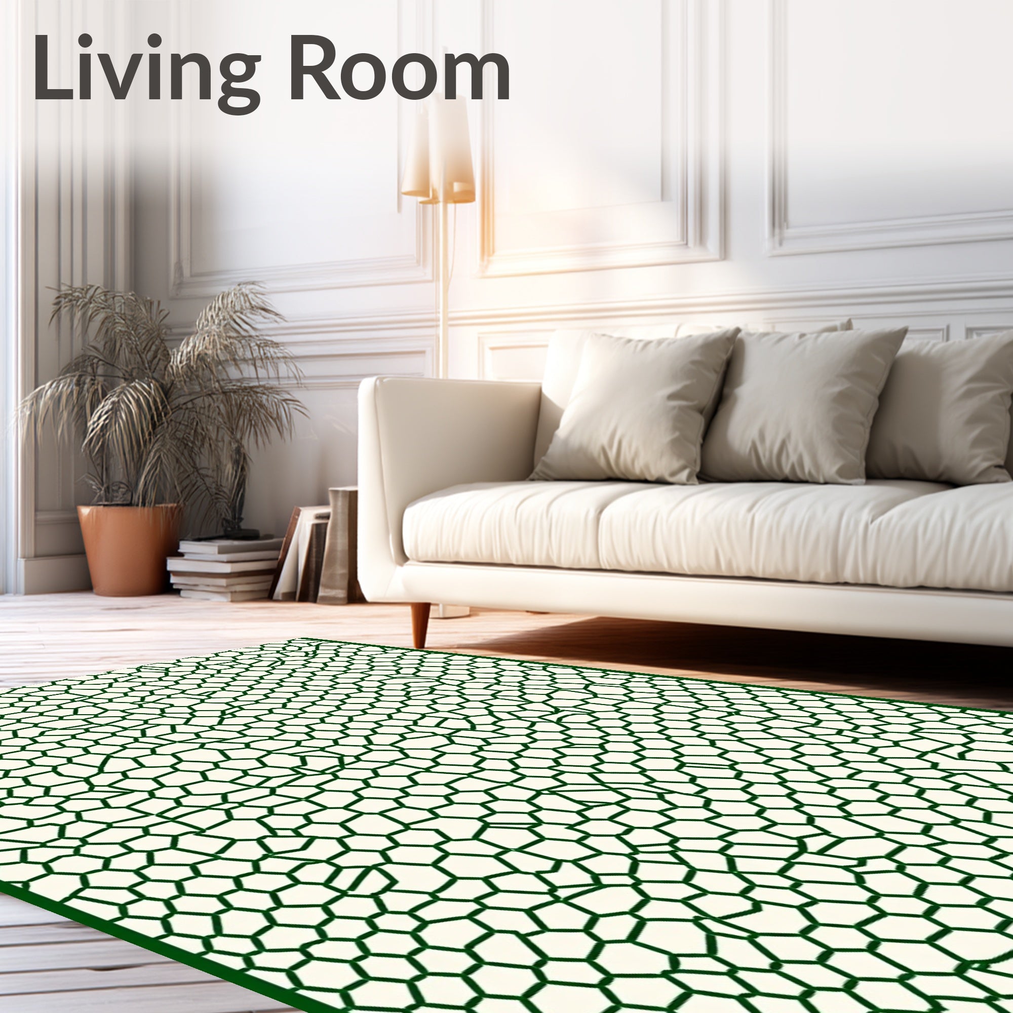 Organic Green Honeycomb Network Rug