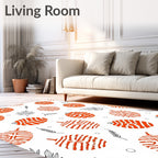Vibrant Orange Abstract Leaf Medallion Rug