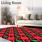 Crimson Emerald Arabesque Lattice Rug