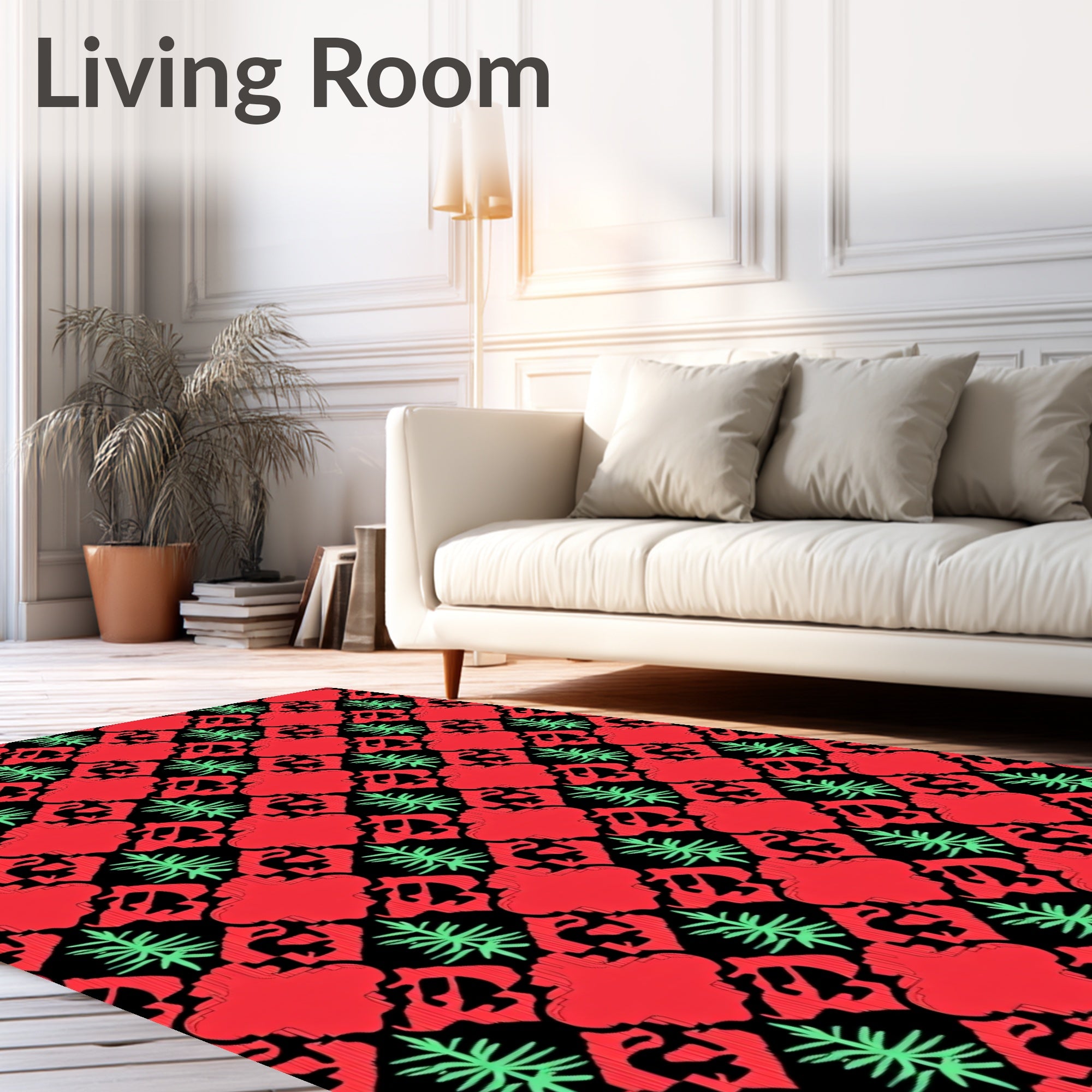 Crimson Emerald Arabesque Lattice Rug