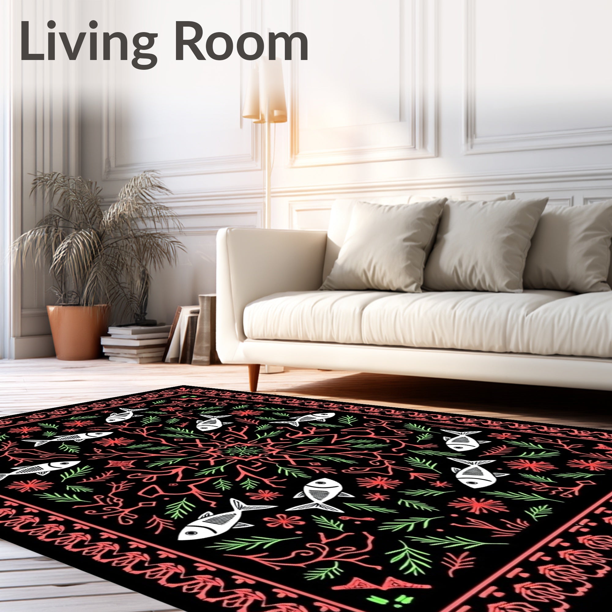 Coral Green Fish Underwater Garden Rug