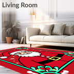 Festive Red Santa Claus Glimmering Stars Rug