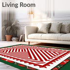 Classic Red White Geometric Maze Rug