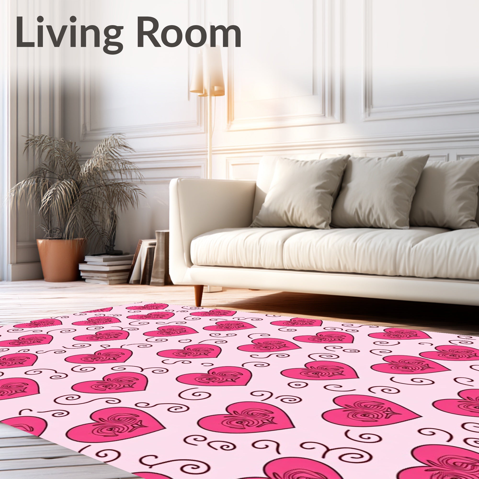 Pink Hearts Swirl Decoration Rug