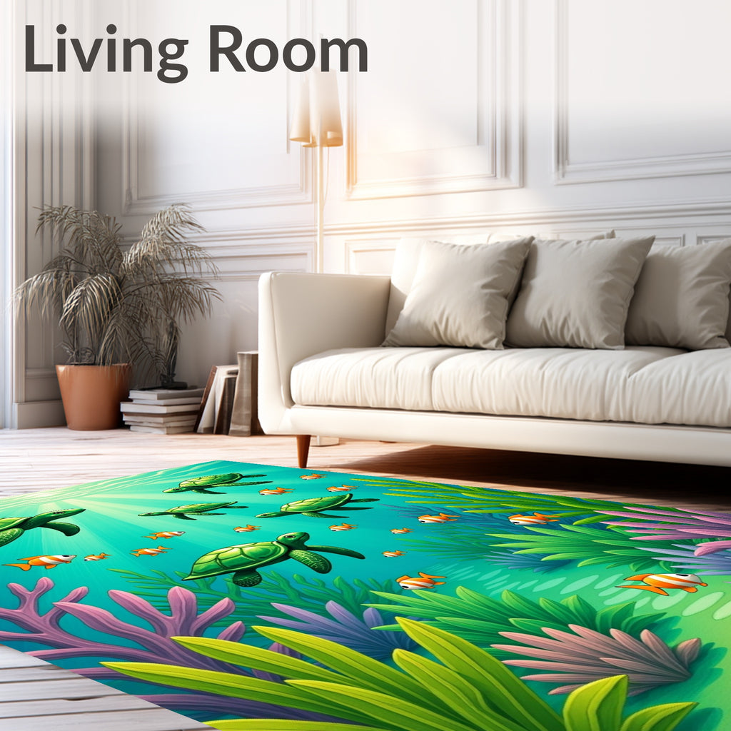 Underwater Sea Turtles And Fish Journey Rug
