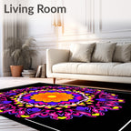 Vibrant Orange Flower Mandala Rug