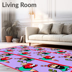 Whimsical Red Green Character Portrait Rug