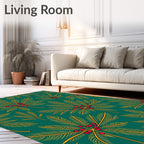 Emerald Green Tropical Berry Sprigs Rug