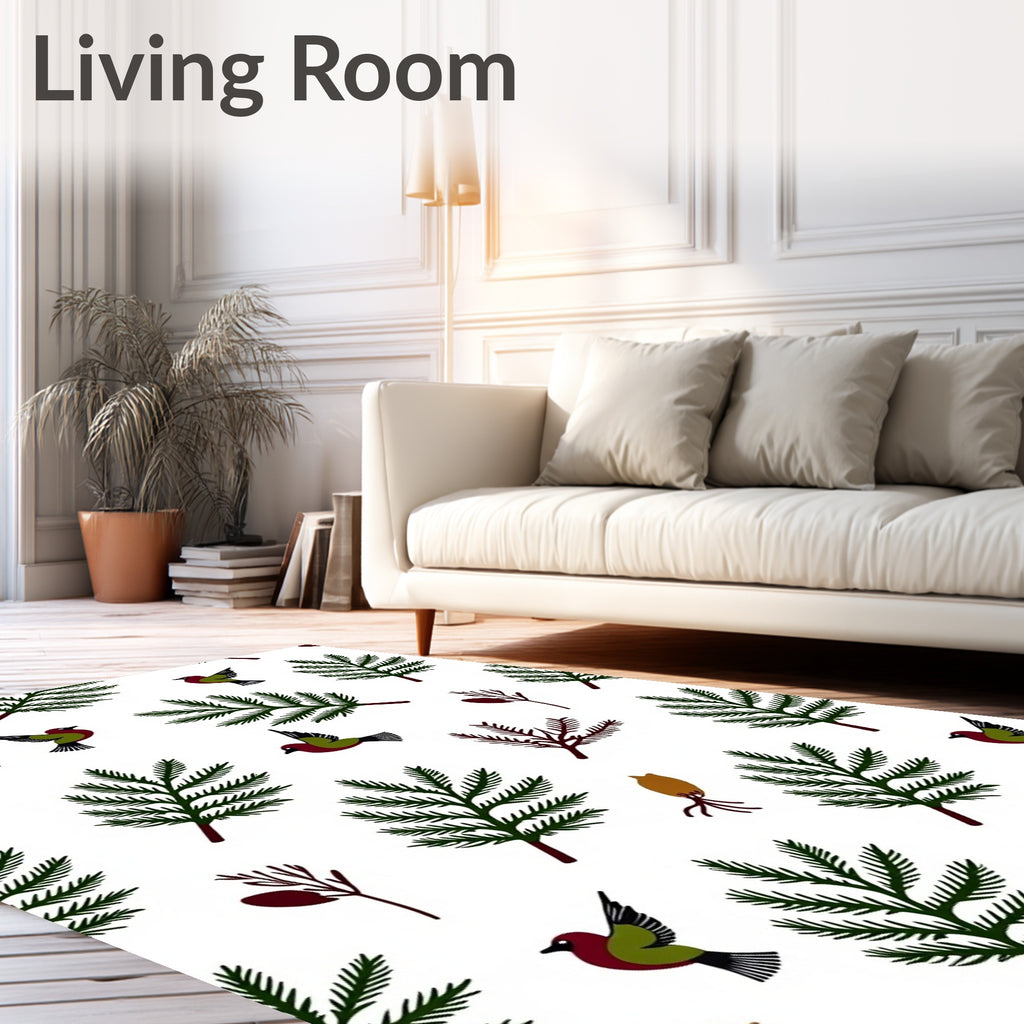 Birds and Fir Branches Repeat Rug