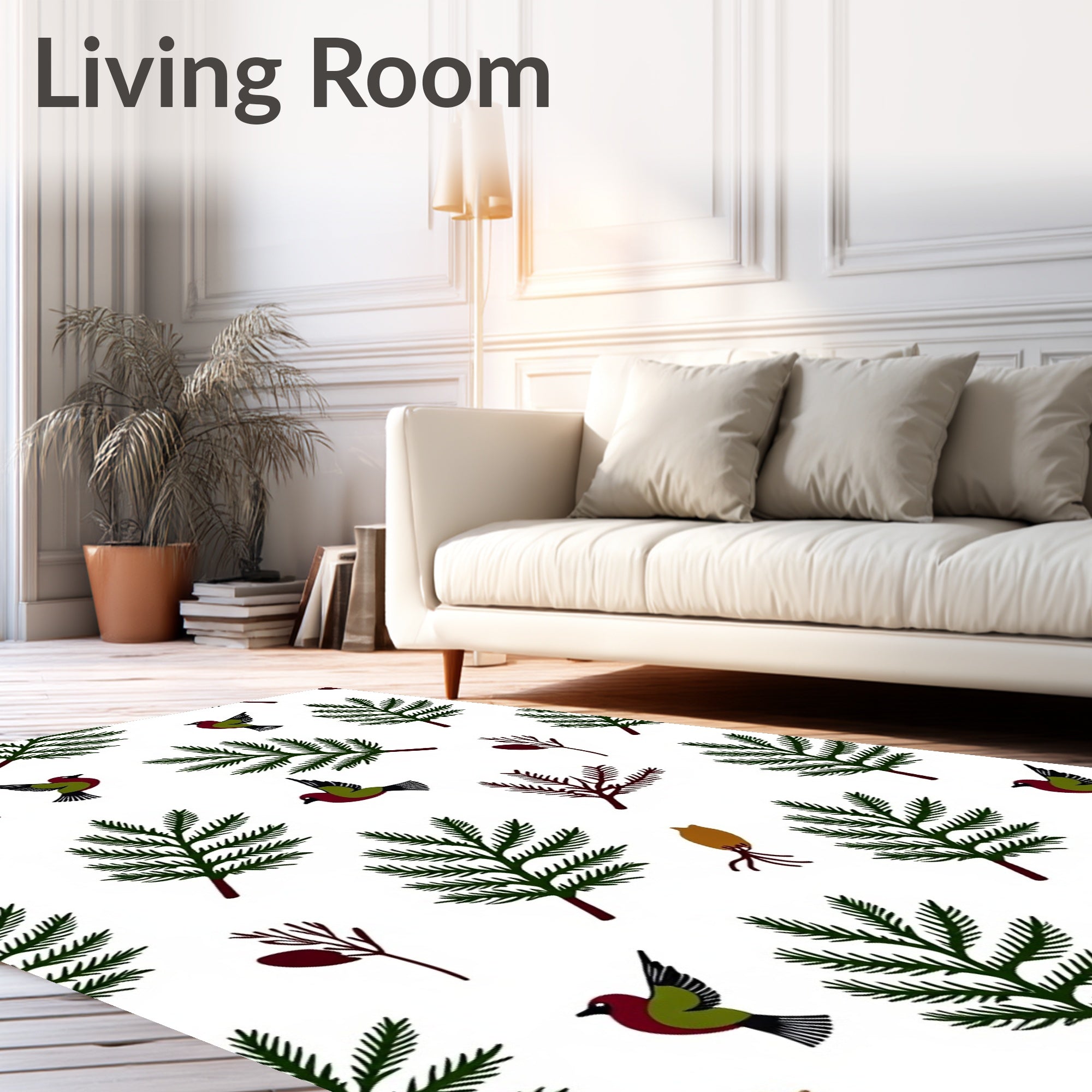 Birds and Fir Branches Repeat Rug