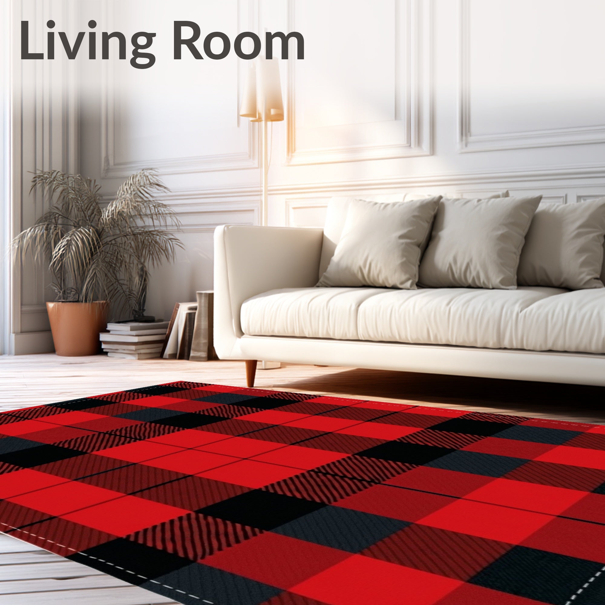 Classic Red Black Buffalo Check Plaid Rug