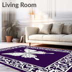 Elegant Purple Butterfly Ornamental Border Rug
