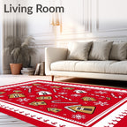 Christmas Gingerbread House Candy Cane Snowflakes Rug