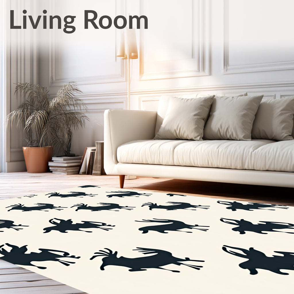 Dark Indigo Prancing Stag Silhouette Rug