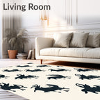 Dark Indigo Prancing Stag Silhouette Rug