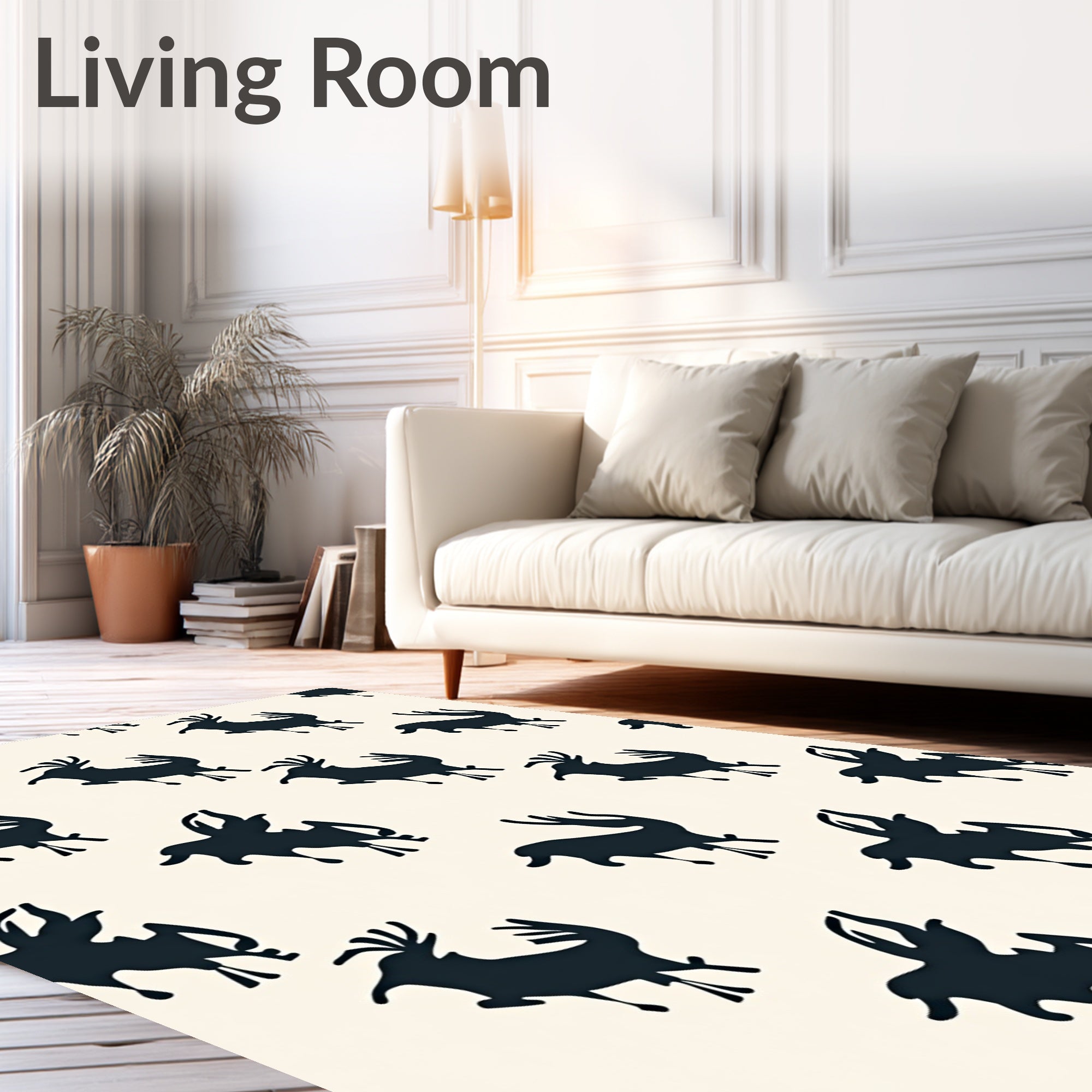 Dark Indigo Prancing Stag Silhouette Rug