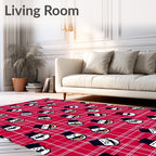 Red Plaid Cartoon Faces Rug
